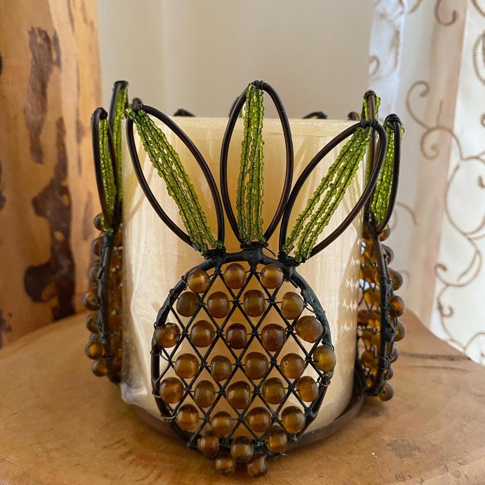Decorative Beaded Pineapple Candle Holder